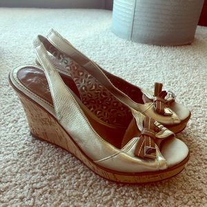 Sperry Top Sider Slingback Cork Wedges, size 8